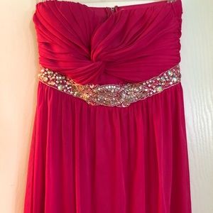 BEAUTIFUL LONG PINK PROM DRESS BEADING BUST SZ 7